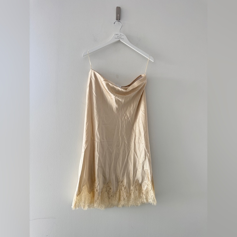 REFORMATION Carolina Silk Lace Midi Skirt in Sand L - Picture 2 of 4